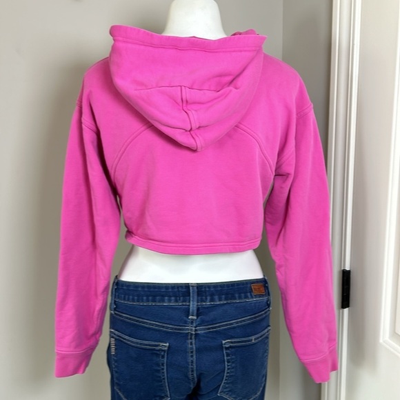 Lululemon All Yours Cropped Hoodie Sonic Pink Cotton Terry Sweatshirt Sz 6 - Picture 5 of 13